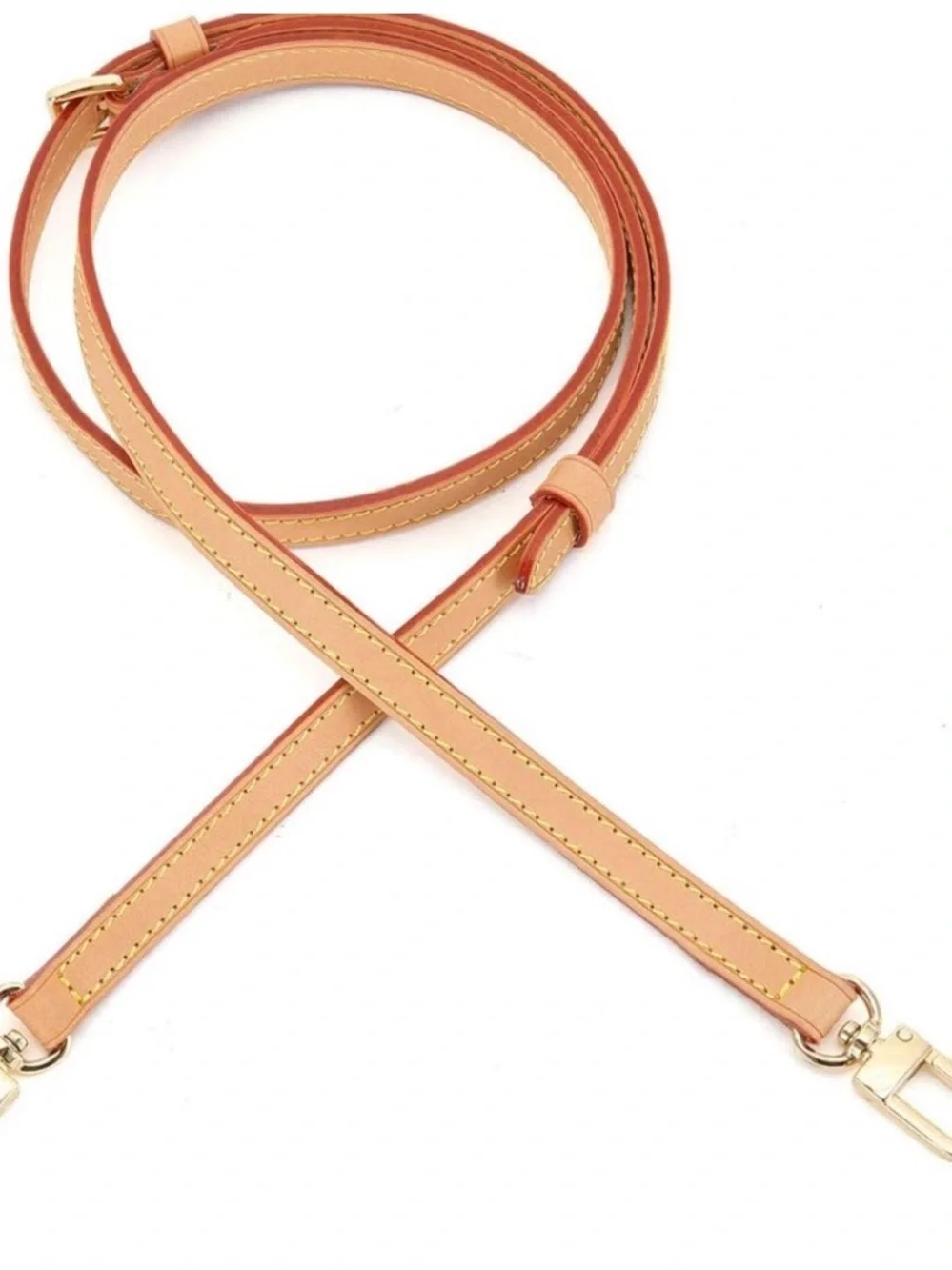 Adjustable Leather Crossbody Strap with Gold Hardware